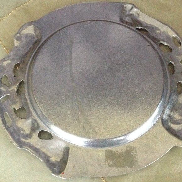 Pewter Vintage Carson Statesmetal Raised Grape Design Tray w/Sugar & Creamer - Picture 6 of 11